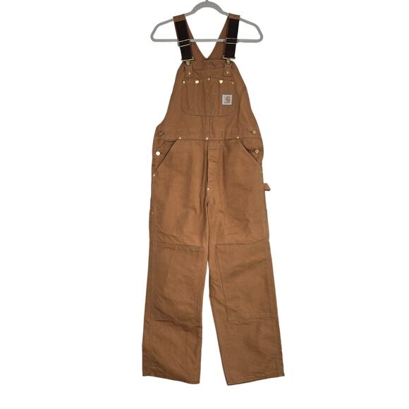 Carhartt Brown Men's Duck Bib Overalls. Size 34x30. - Picture 3 of 10
